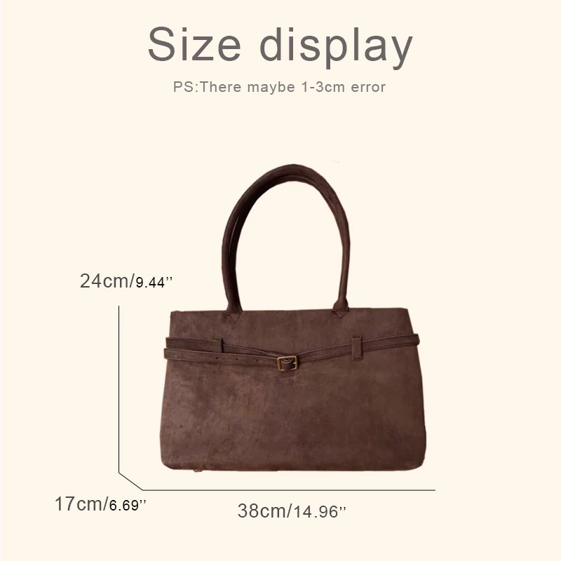 Vintage Faux Suede Tote Bags For Women Luxury Designer Handbag And Purse 2024 New In Top Handle Large Capacity Underarm Shoulder