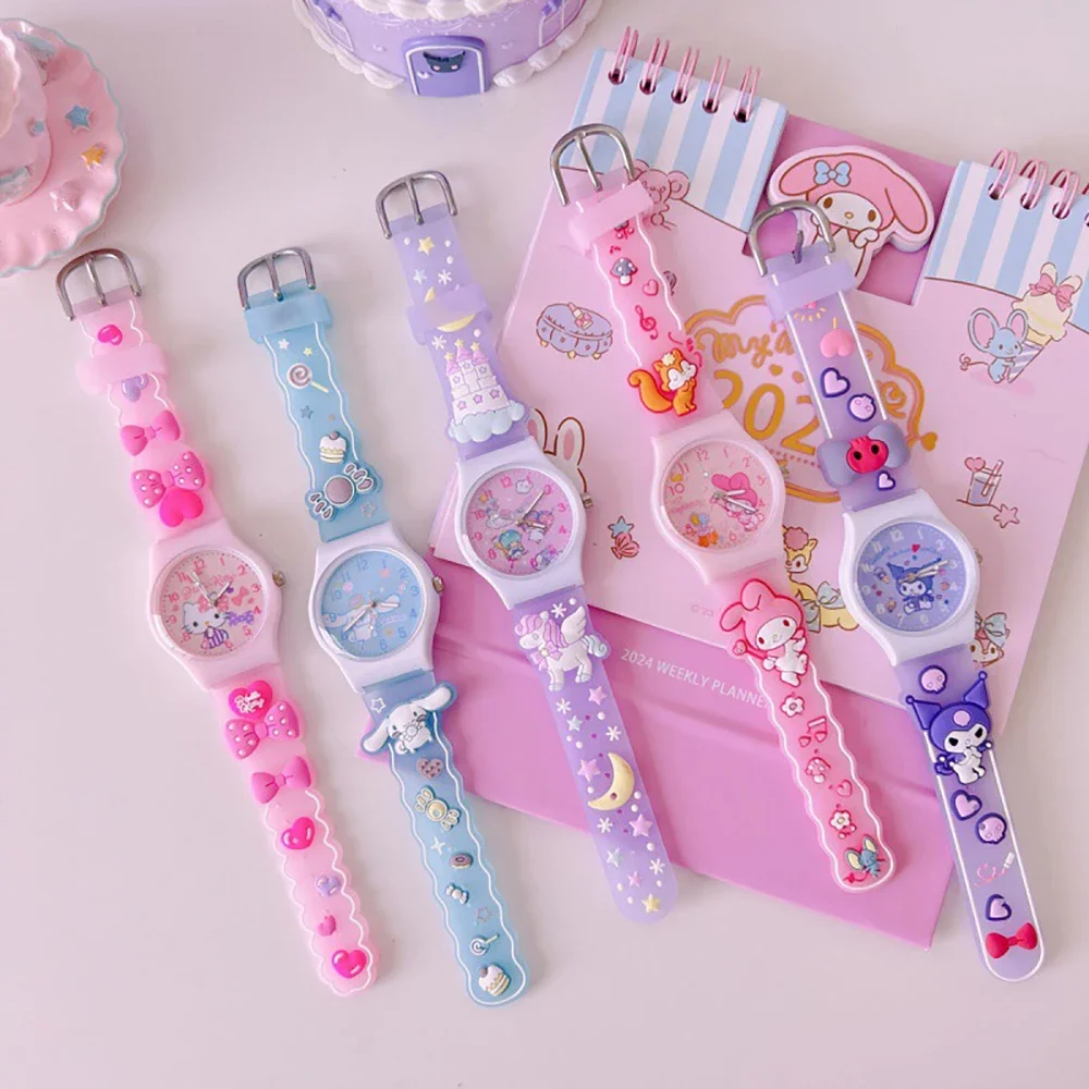 Sanrio Children Watch Cinnamoroll Hello Kitty Quartz Watch My Melody Kuromi Cartoon Wristwatch Kid Girl Christmas Birthday Gifts