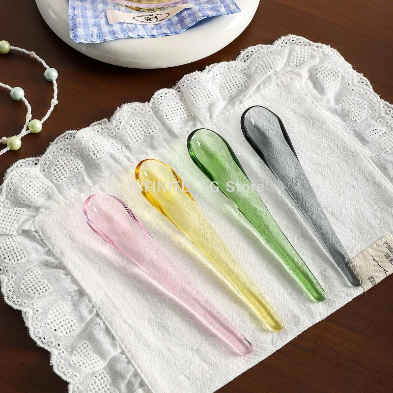 Adaptable Kitchen Tool Glass Spoon Handmade Colored Glass Coffee Spoon With Ergonomic Handle Heat-resistant Stirring Bar