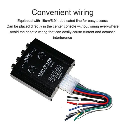 Imagen 2 del producto Altavoz de coche a Línea 12V, convertidor de impedancia de 4 canales, Radio Estéreo de línea alta a baja, filtro de frecuencia de altavoz