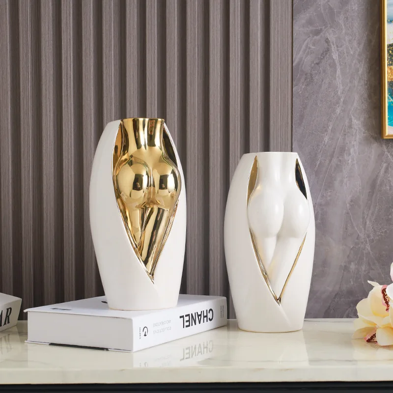 

Light luxury creative ceramic buttocks vase creative art home decoration ornaments, living room TV cabinet handicrafts