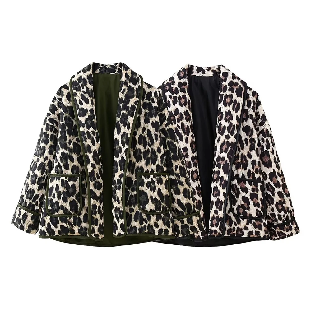 2024 RARF autumn new European and American style design, fashionable and niche leopard print cotton jacket