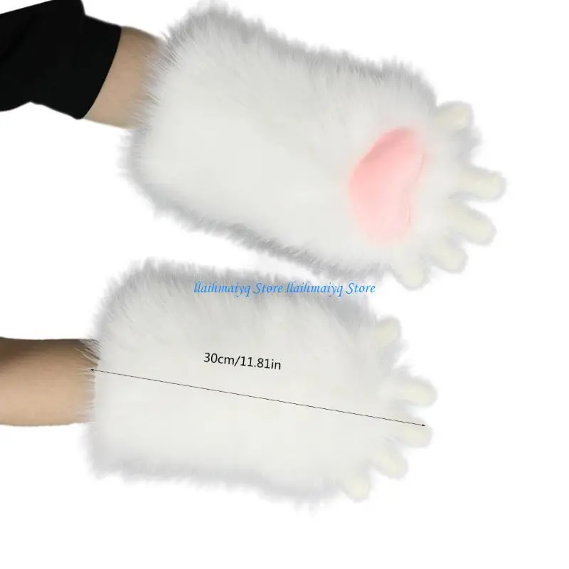 573B Niedliche Katzen Pfotenform Fäustling Frauen Mädchen Cartoon Handschuh Plüsch Halbfinger Fäustling