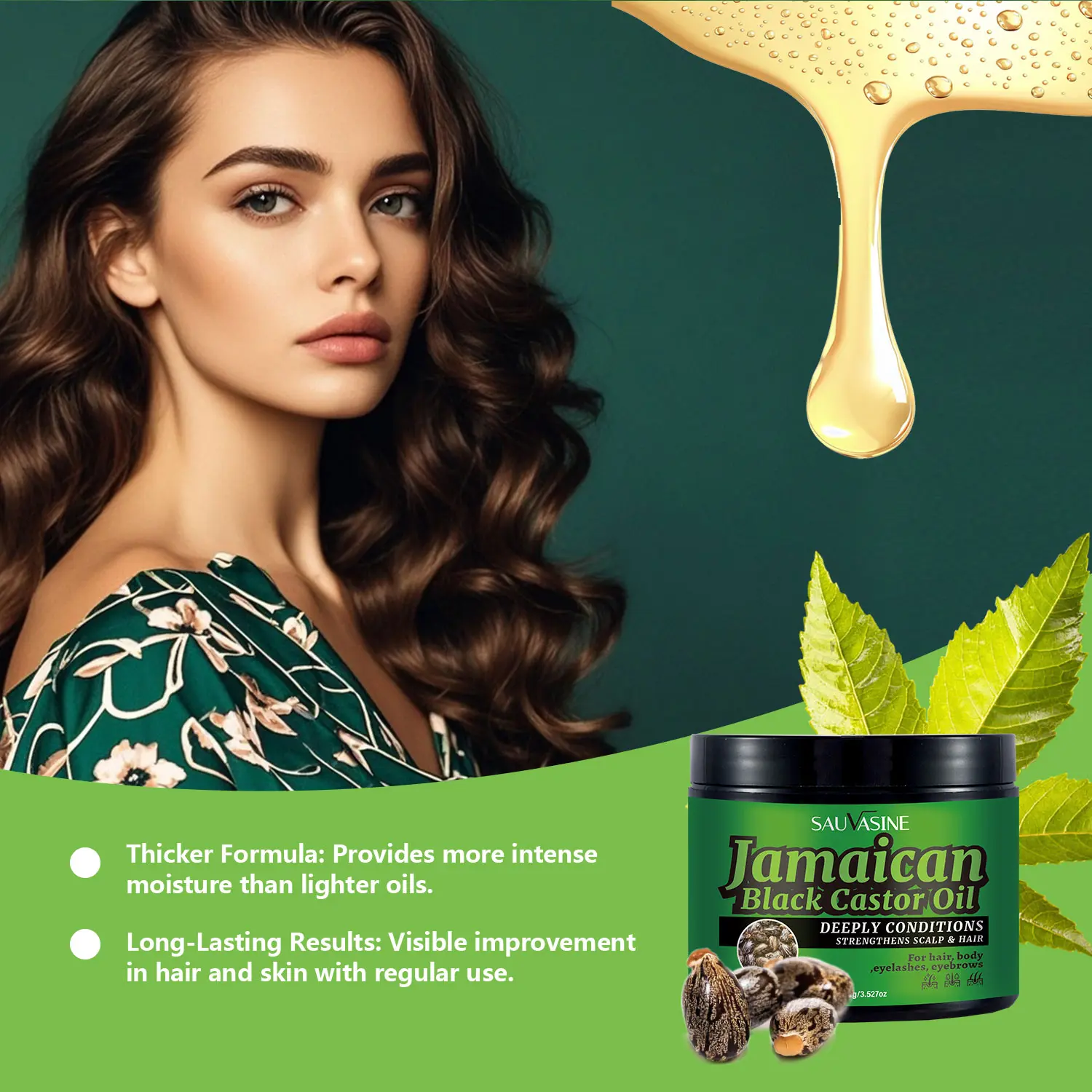 100g JAMAICAN Black Castor Oil for Hair Growth Pure and Organic Hair Growth Oil Eyebrow Nourishment and Skin Hydration