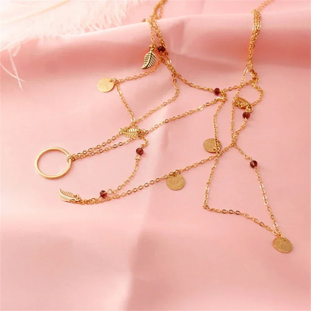 SUMENG 2025 مجوهرات متعددة الطبقات يترك قلادة فضية اللون موضة بيان هدية لها اكسسوارات عصرية للسيدات