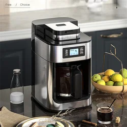 1000W 220V Coffee Maker Machine Home Automatic LED-display Bean Grinder Fresh Grinding American Espresso Coffee Tea Milk