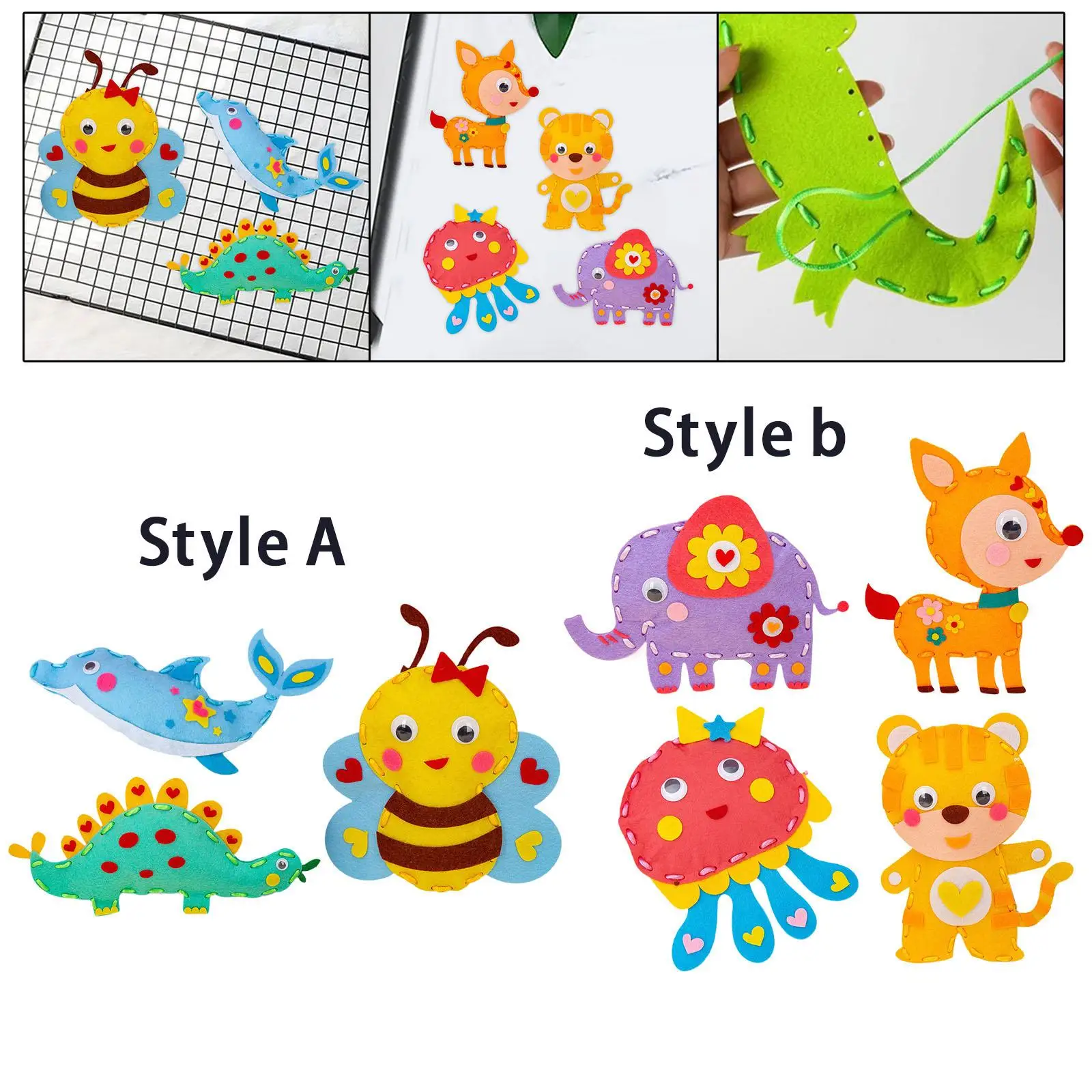 4 Pieces DIY Sewing Kit Lightweight Activity Toys Animal Doll Material for Kindergarten Classroom Preschool Nursery Party Favors