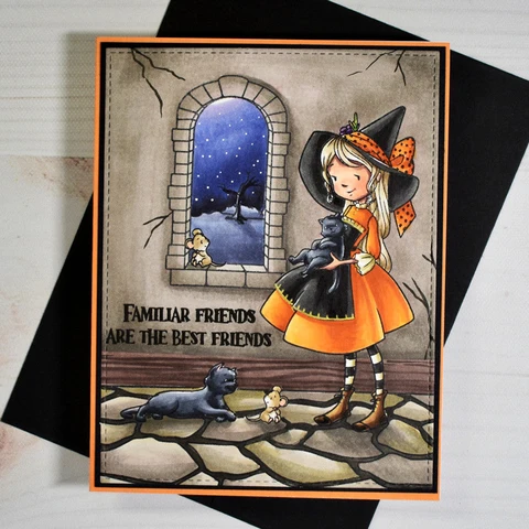 Резные штампы для скрапбукинга Halloween Children Hunts Magic Broom Witch