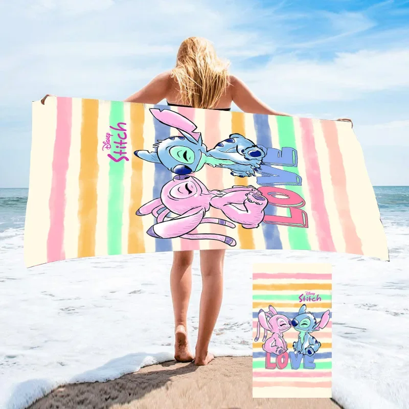  3D Print Prink Stitch Lilo Angle Bath Towels Microfiber Beach Swimming Towel Decor for Adults Kids Gift 75x150cm