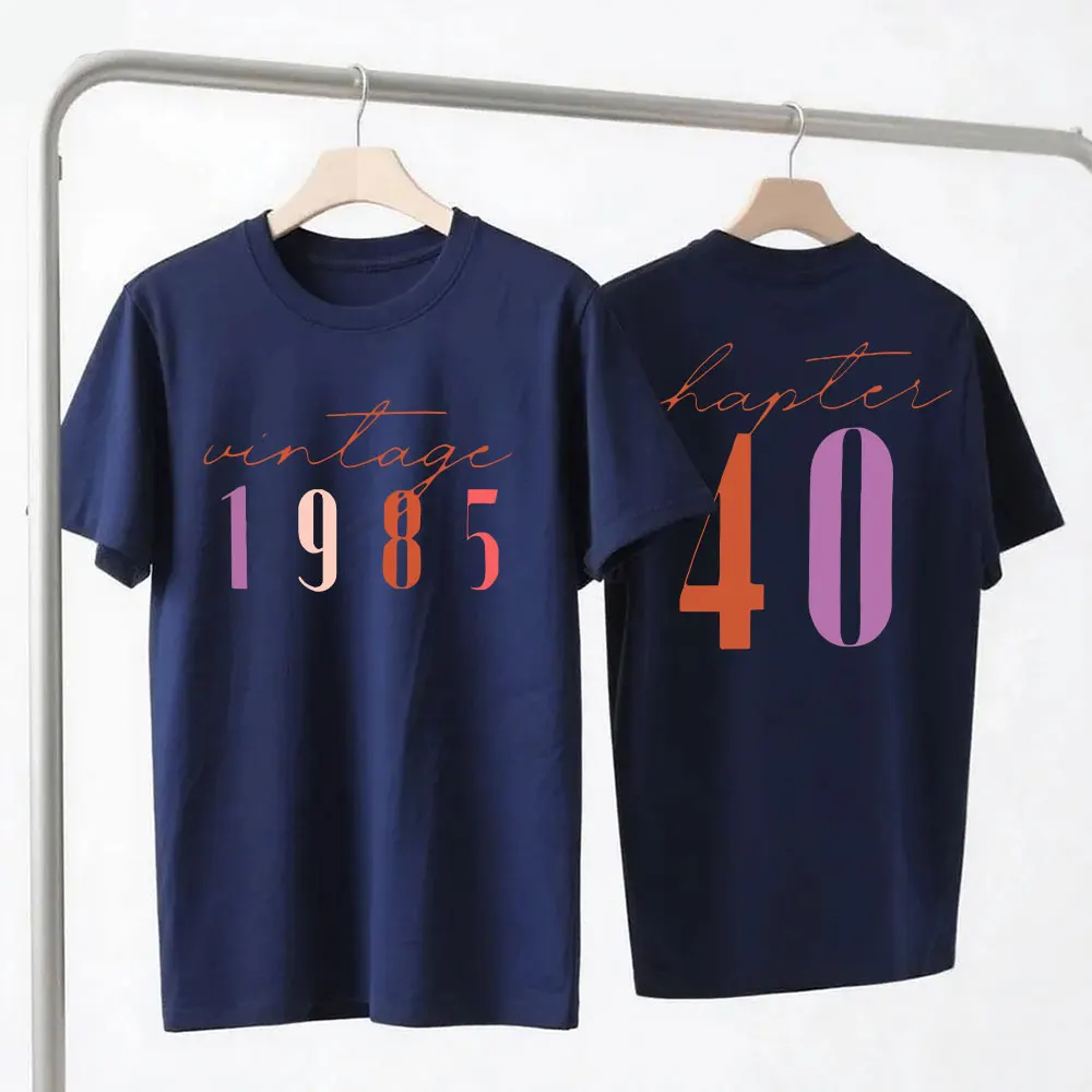 40th Birthday Gift Shirts Vintage 1985 Original Parts Tshirt for Women Letter Print Retro Birthday Casual Tee Top Women Clothing