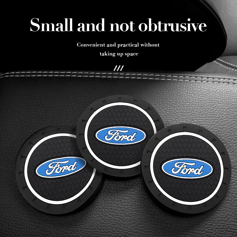 Car Logo Coaster Water Cup Seat Cushion Anti Slip Pad For Ford Focus Mondeo Kuga Fiesta MK7 Escort Explorer Edge 2 4 MK2 MK4