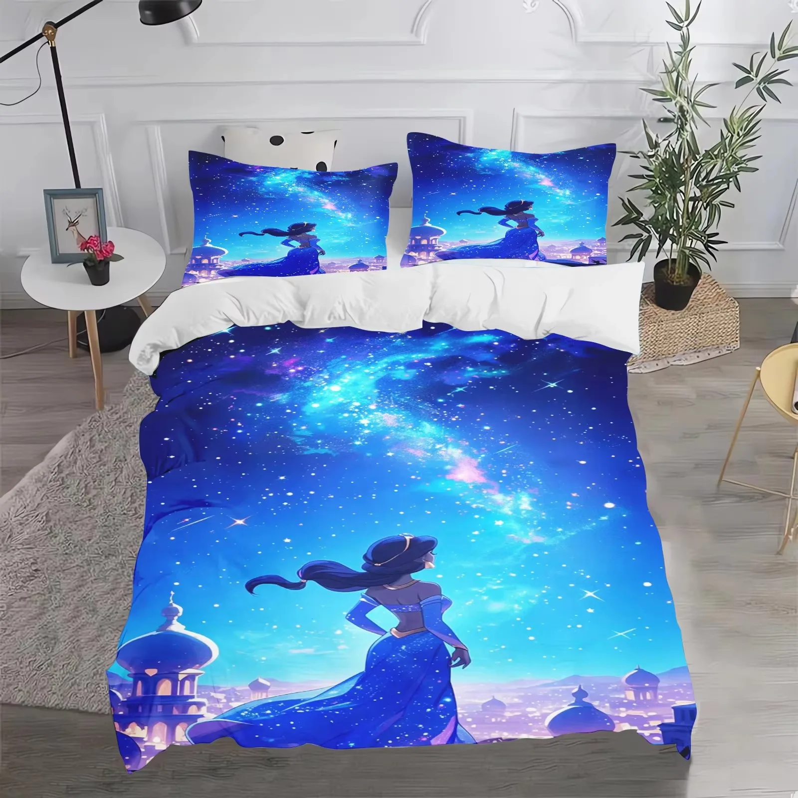 

Disney Cartoon King Size Bedding Set Cute Princess Print Cartoon Duvet Set Home Bedroom Duvet Cover Pillow Cover