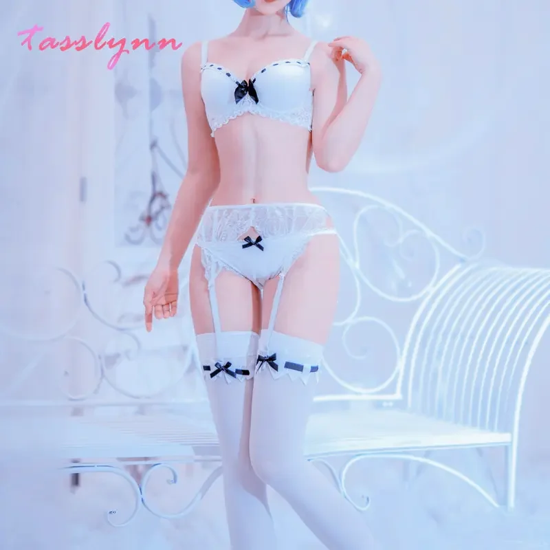 Anime Re:Life in a different world from zero Rem Ram Lovely Lolita White Underwear Suit Cosplay Costume