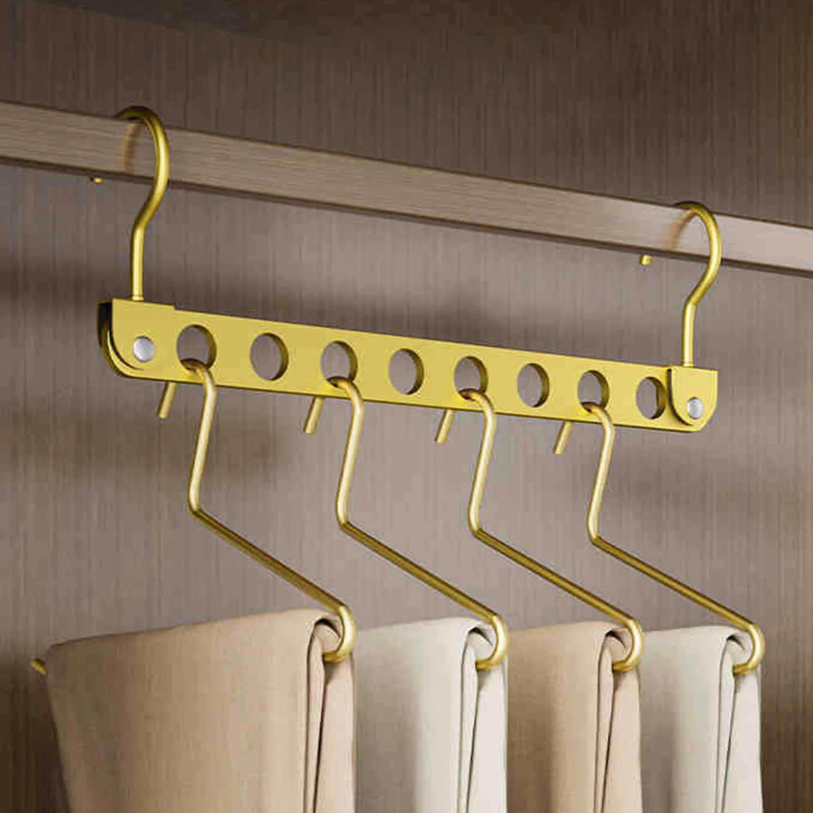 Space Saving Pants Hanger Foldable for Closet Organization 9 Hole Trouser Rack Magic No Trace Clip Holder Wardrobe Storage