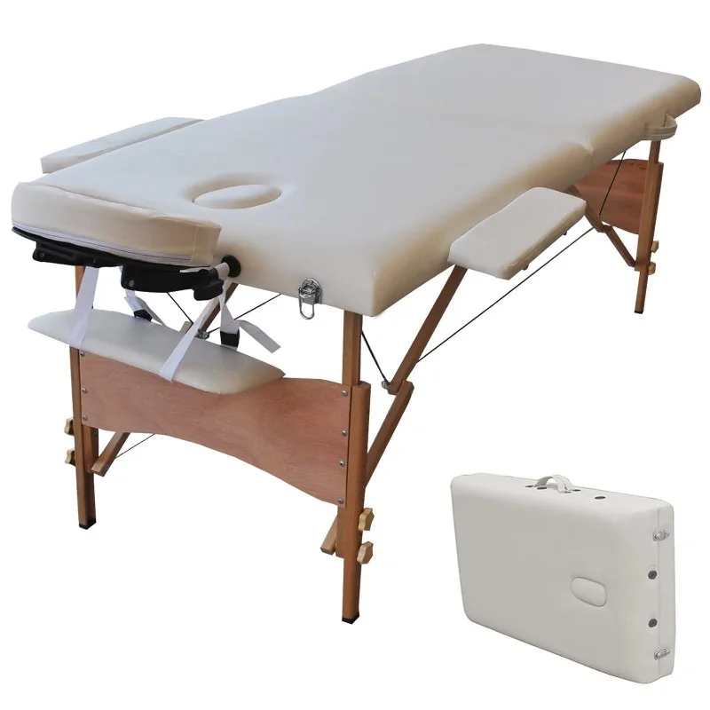 Mesa de masaje portátil, 84 "de largo y 34" de ancho, cama plegable ajustable de 2 pliegues para salón de belleza, fisioterapia, SPA Facial