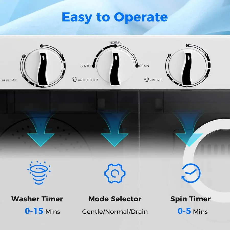 غسالة محمولة 17.6 رطل مجموعة دوارة للغسالة المدمجة مع استنزاف المضخة للشقة RV Dorm College تصميم حوض مزدوج مع #5