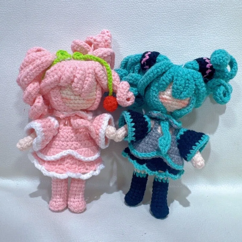 手作り初音ミクアニメーション周辺機器かわいいぬいぐるみ-diy-かぎ針編み人形かわいい漫画ニット像アートおもちゃ誕生日ギフト