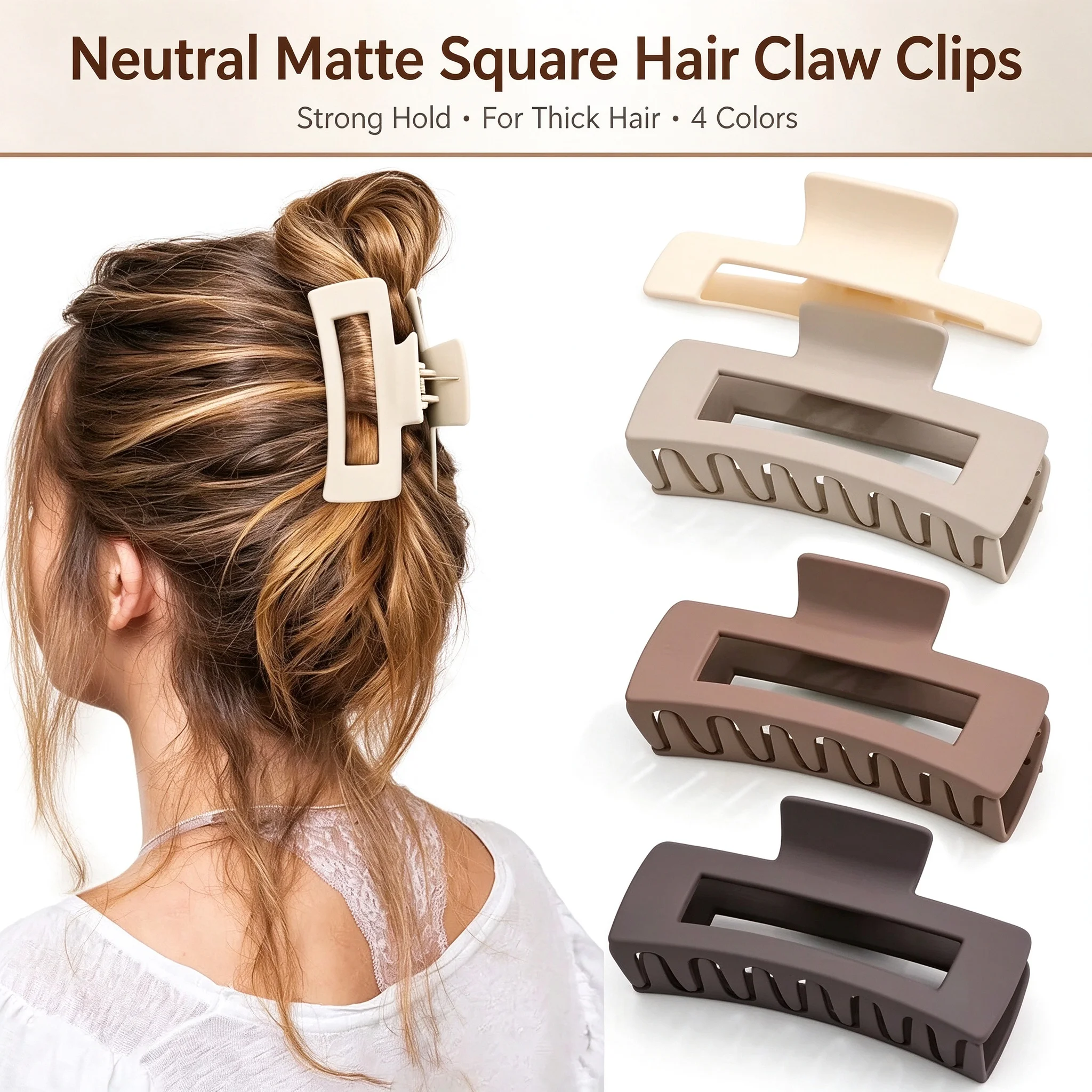 1Pcs Women Girls Hair Claw Clips Coffee Black Hair Claw Nonslip Crab Hair Clips Solid Hairpins Fashion Hair Accessories Gifts
