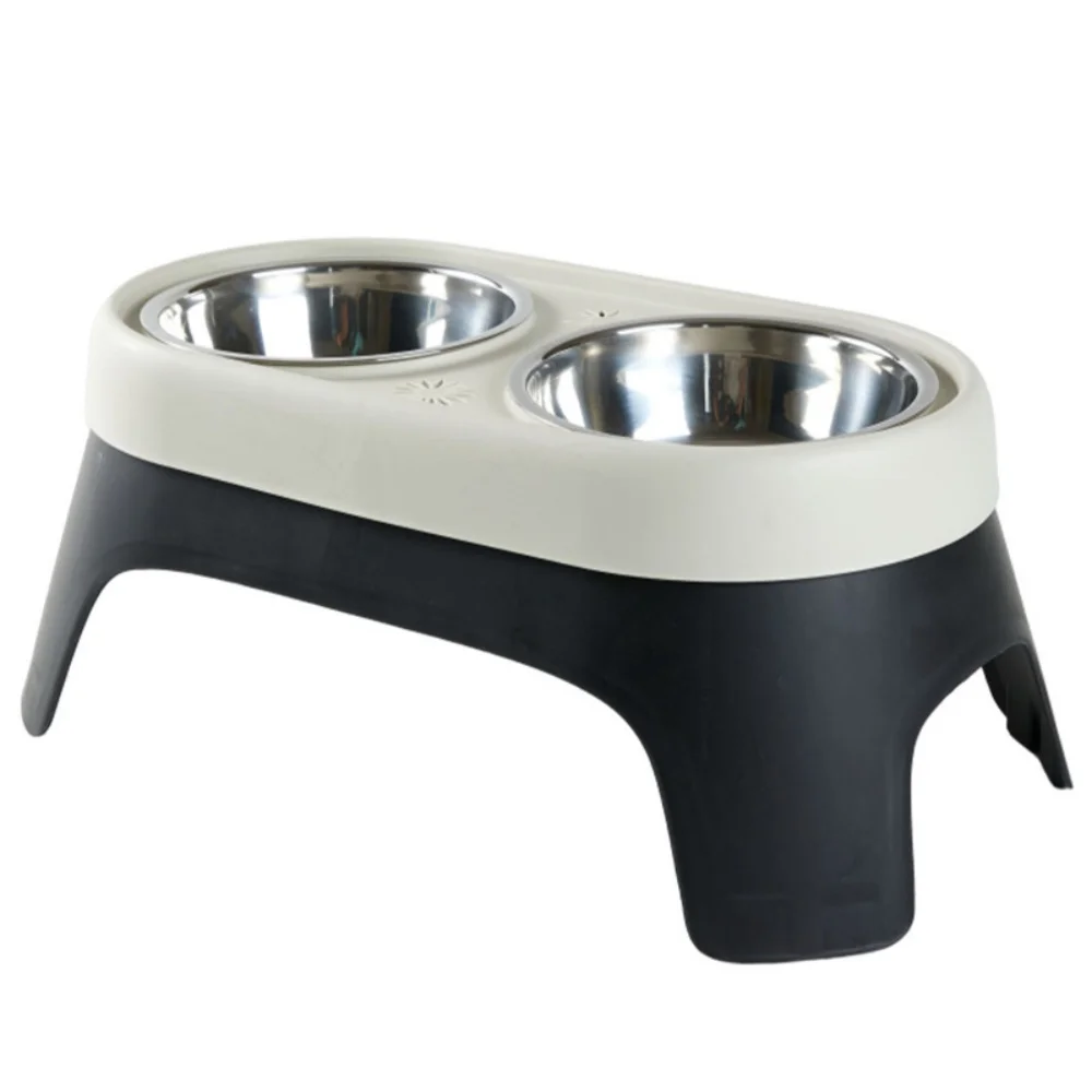 

Elevated Pet Bowl Anti Knock Stainless Steel Food Cat Dog Feeding Bowls Double Bowl High Foot Leak Proof Pet Feeder Accessories