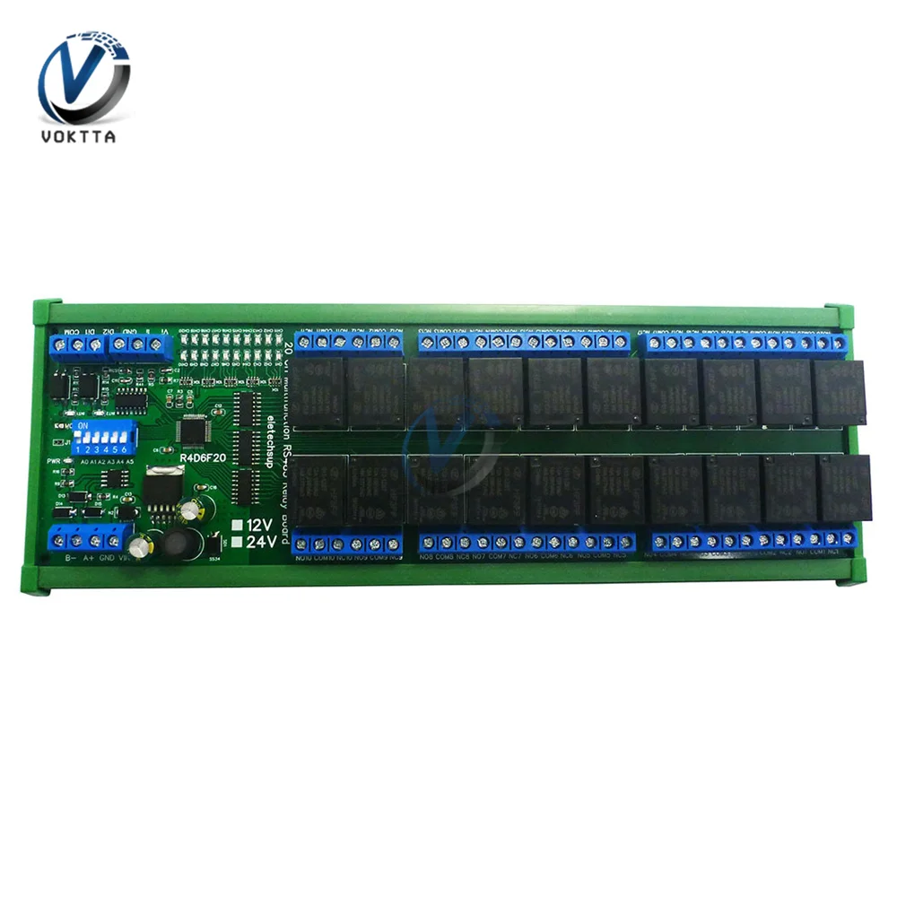 20-way RS485 Switch Digital Analog Switch  IO Module Modbus RTU PLC UART Expanding Board 4-20MA Current 0-10V Relay Module