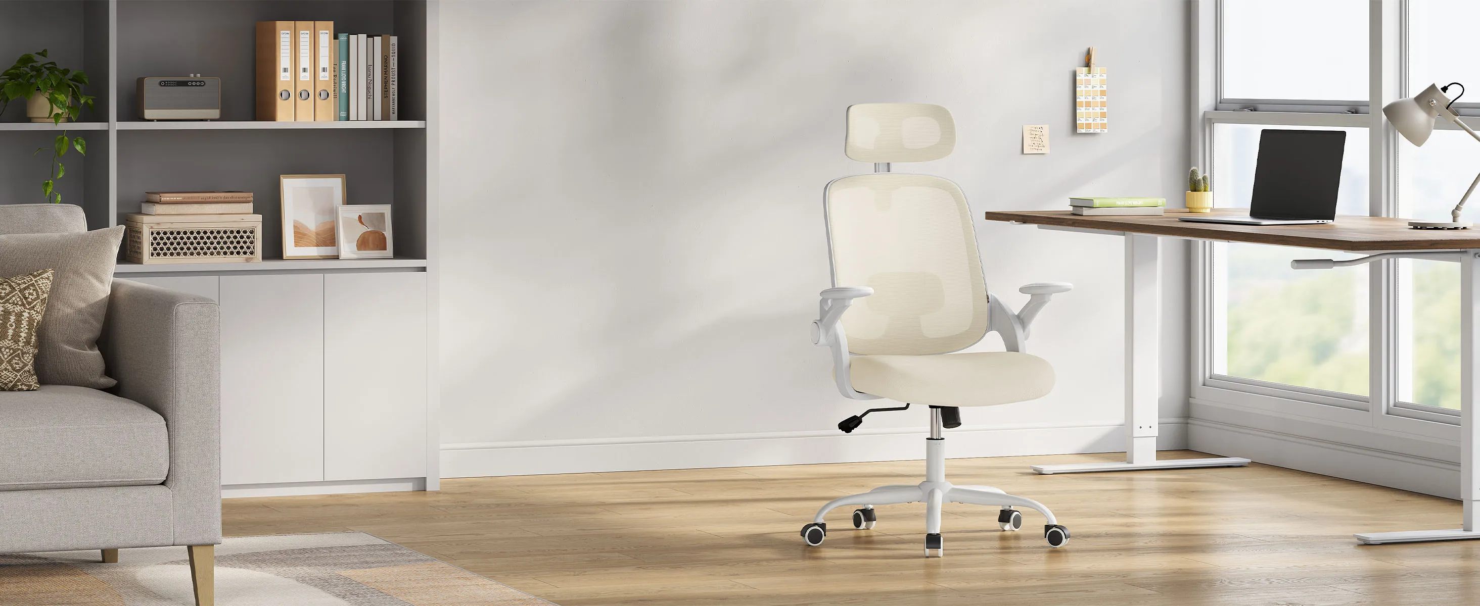 WOLTU Ergonomischer Bürostuhl aus Netzstoff, anhebbarer Gaming-Stuhl, drehbarer Computerstuhl mit Kopfstütze, verstellbare Lendenwirbelstütze, hohe Rückenlehne – Detail 15