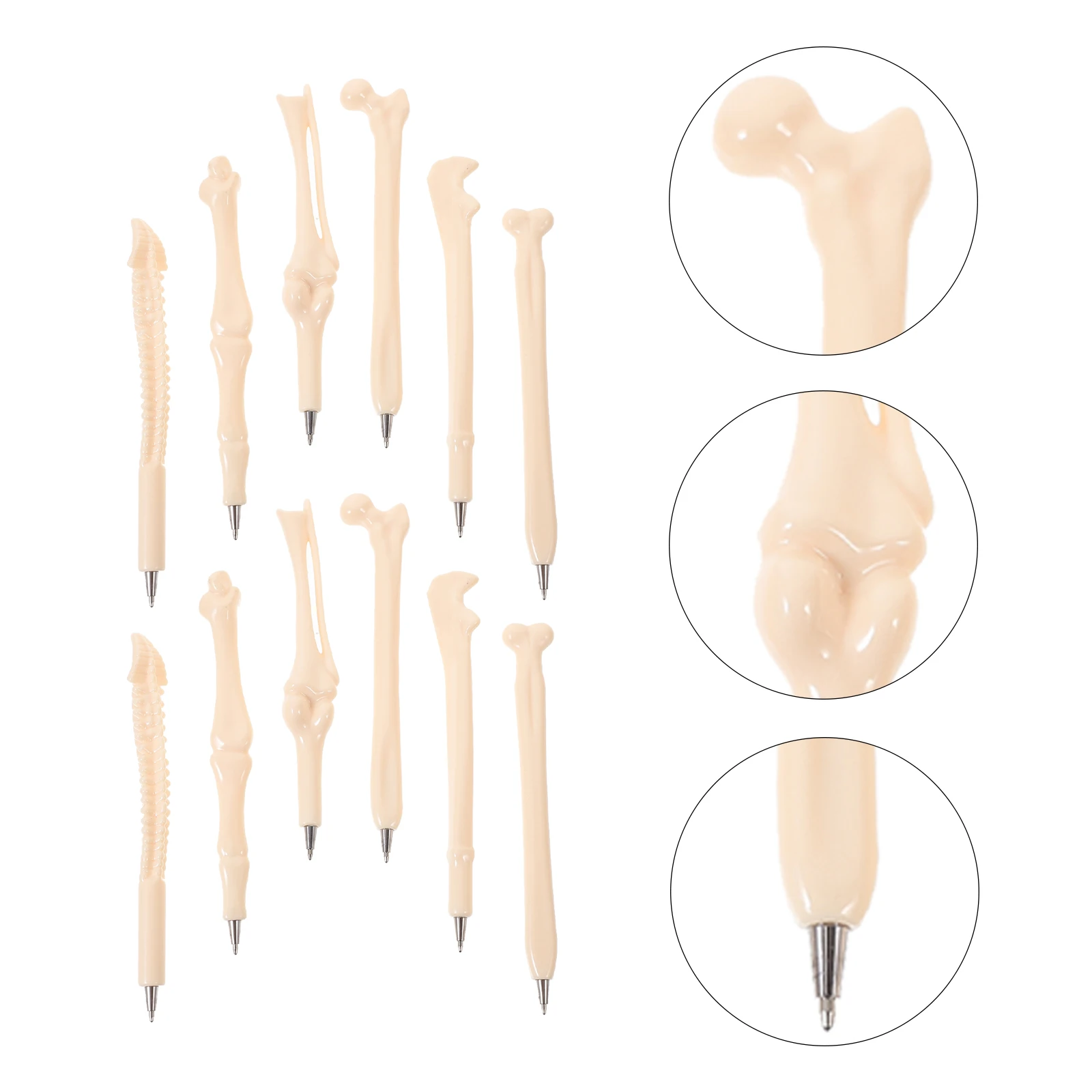 

12pcs Bone Shaped Ballpoint Pens 07mm Black Core Realistic Design Halloween Stationery Creative Writing Tools Portable Novelty