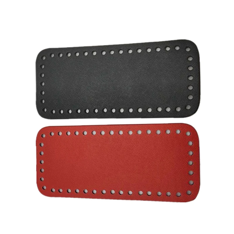 Parte inferior hecha a mano de cuero PU para mujer, monedero resistente al desgaste, accesorios rectangulares, piezas para bolso de mano, parte inferior de bolso de punto