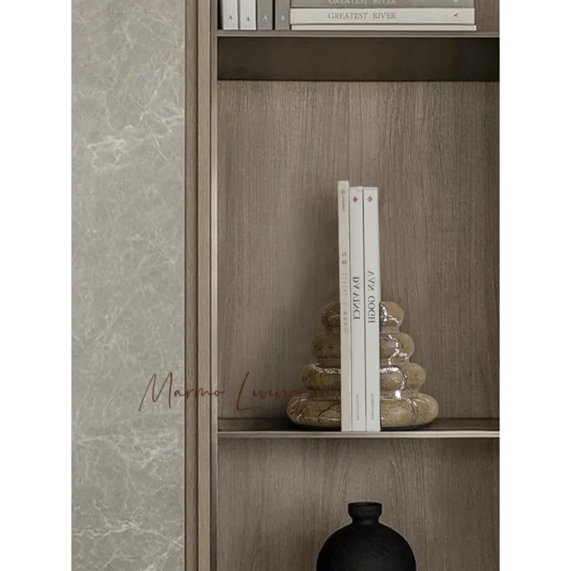 

Luxury Indian Marble Bookends for Shelves Decorative Heavy-Duty Stone Book Holders for Books CD Video Games