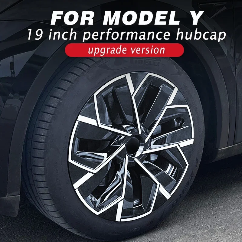 4PCS Hub Cap 19 Inch Performance Replacement  for Tesla Model Y Wheel Cap Automobile Hubcap Full Rim Cover Accessories 2019-2023