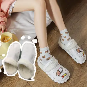 1 زوج الشتاء الدافئ أفخم النعال سحر الأحذية لأحذية Crocs Hole سميكة بطانة المخملية أحذية ناعمة غطاء الأحذية اكسسوارات أفضل 6 مبيعات بطانة كروك - رقم 3