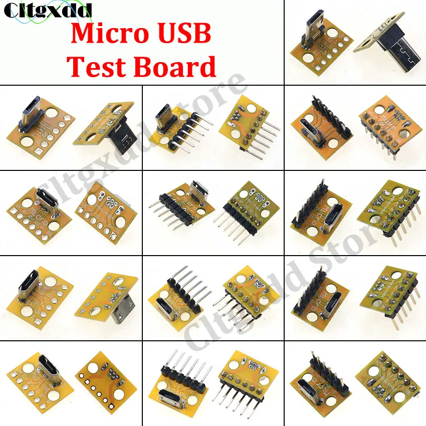 5Pieces Vertical 5P 5Pin Micro USB Test Board Male Female Socket Charging Port Connrctor to 2.54mm Multifunctional Adapter Plate