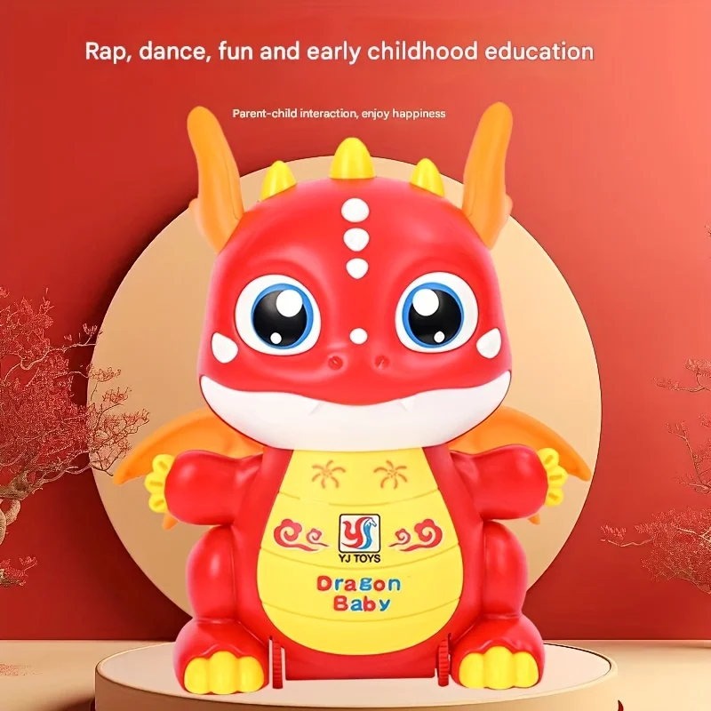 ألعاب أطفال، ألعاب أطفال صغار، لعبة تنين زحف متحركة ممتعة، تنين رقص لطيف مضيء مع فكرة هدايا موسيقية للأولاد بعمر 2+ سنة