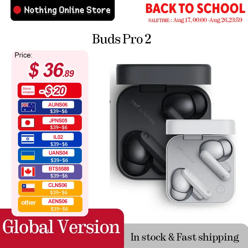 CMF Buds Pro 2、50dBハイブリッドアクティブノイズキャンセリング、6HDマイク搭載、迅速発送