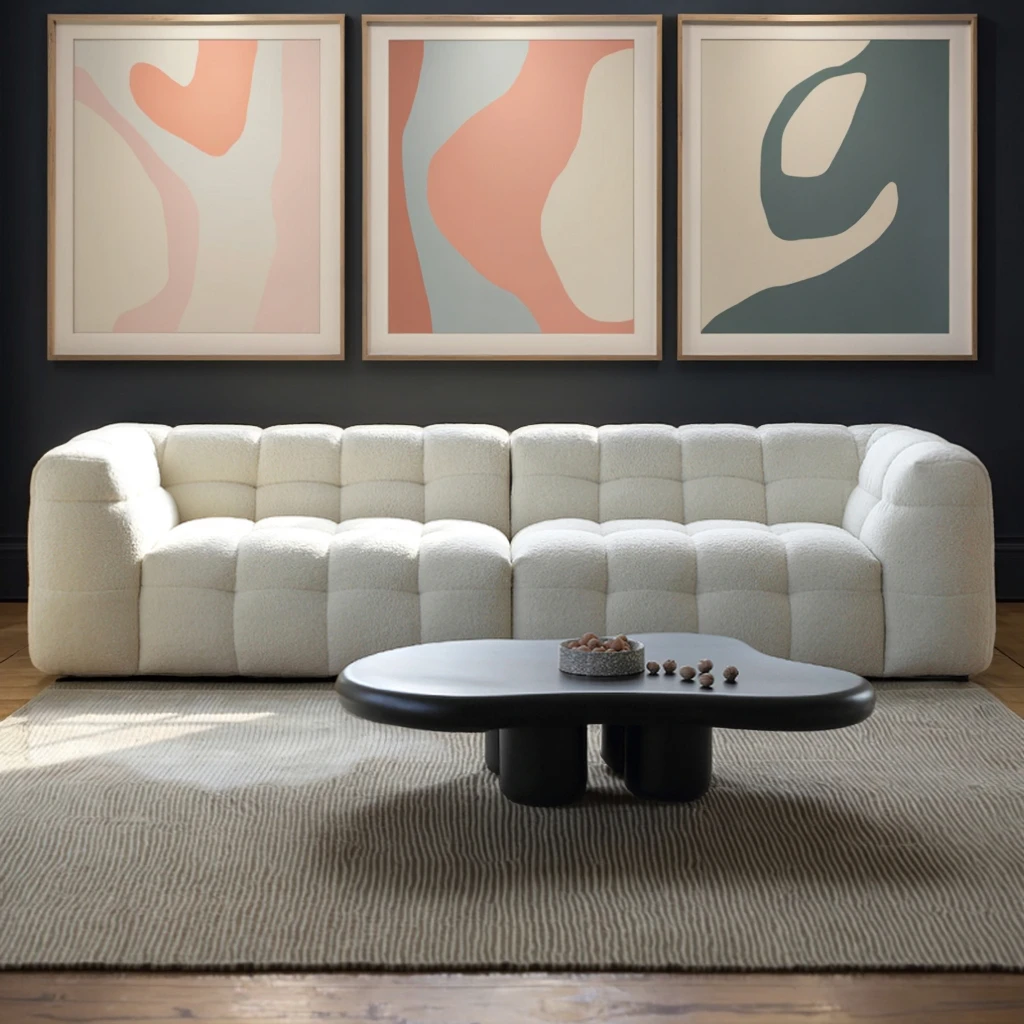 #Light French Retro Cream Style Fabric Cotton Candy BOBA Puff Set Stainless Steel for Nordic Living Room Hotel Apartment
