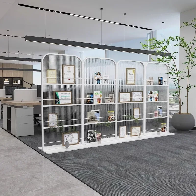 شركة، شاشة، تقسيم، حديث، بسيط، زجاج، رف كتب، مدخل فاخر خفيف #4