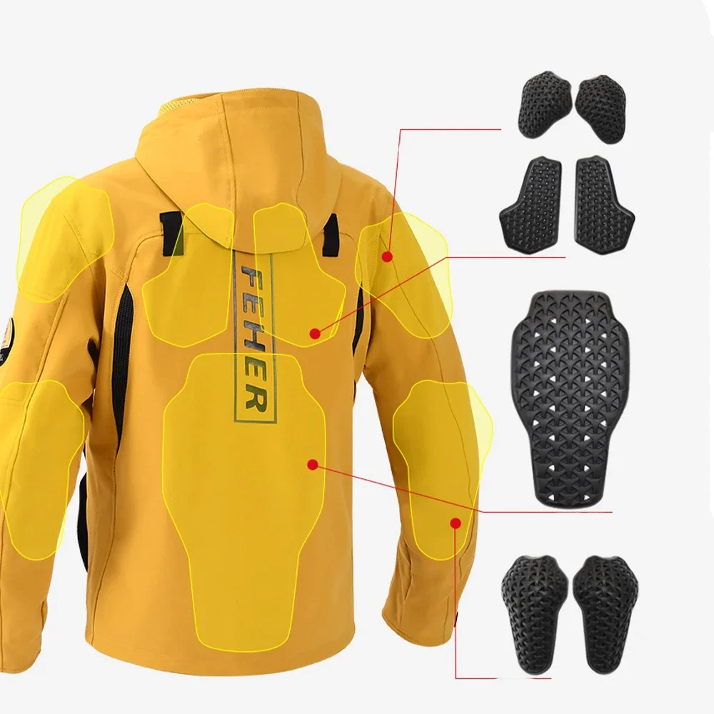 Chaqueta de motocicleta para hombre, ropa Unisex impermeable para exteriores, equipo de protección extraíble suave a prueba de viento para montar en