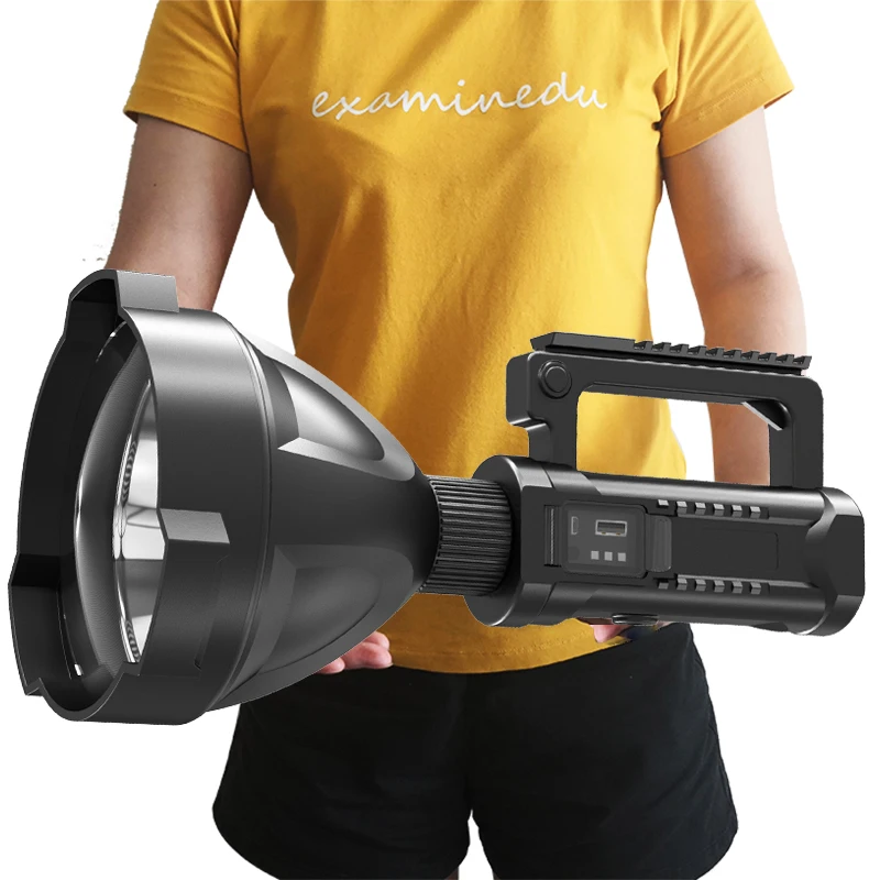 

High Bright LED Rechargeable Head Searchlight Handheld Flashlight Work Light Spotlight Floodling Torch Built in Battery Lantern
