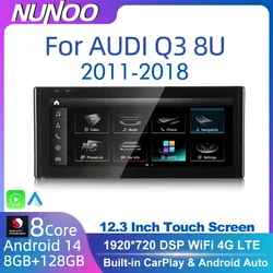 Android 14 8+128GB CarPlay For Audi Q3 8U 2011-2018 RMC MMI 3G GPS Car Multimedia Player Navigation Auto Radio Stereo DSP WIFI