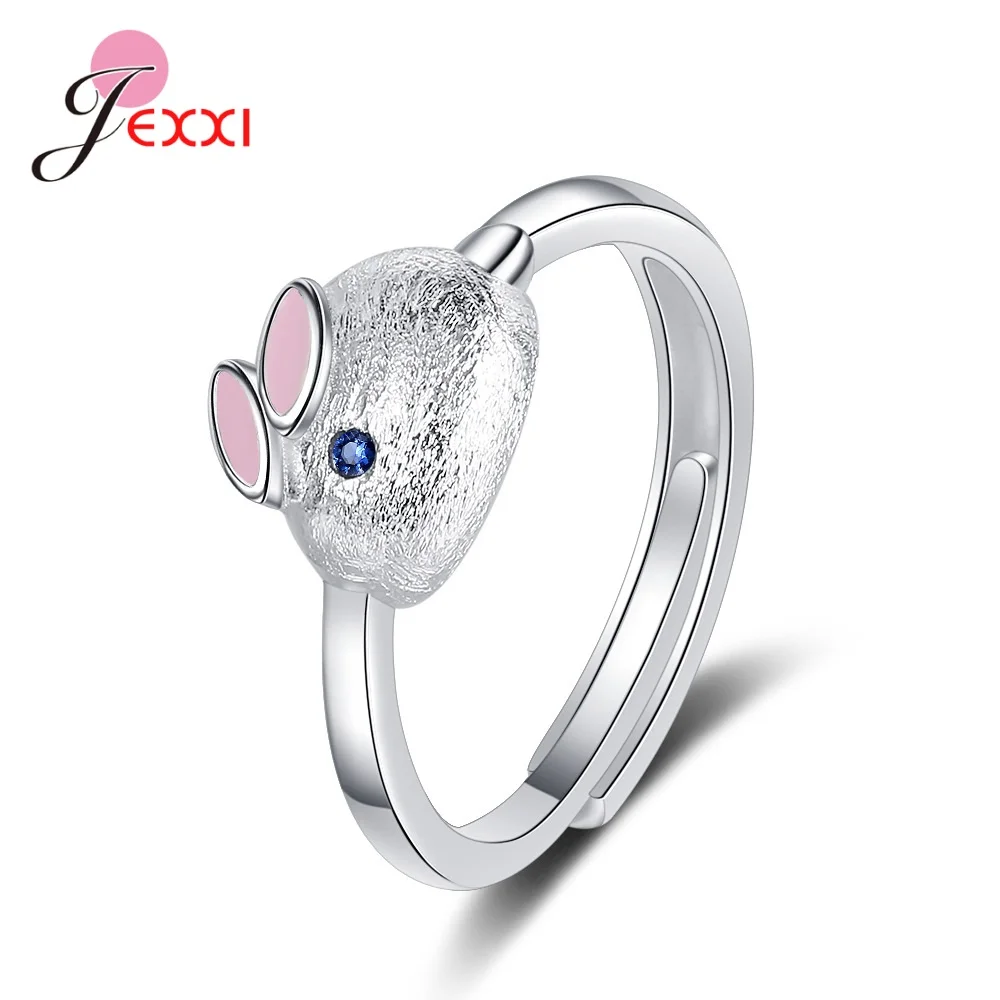 Fashion Cute 925 Sterling Silver Rabbit New Arrival Adjustable Rings For Women Lady Girl Silver 925 Jewelry