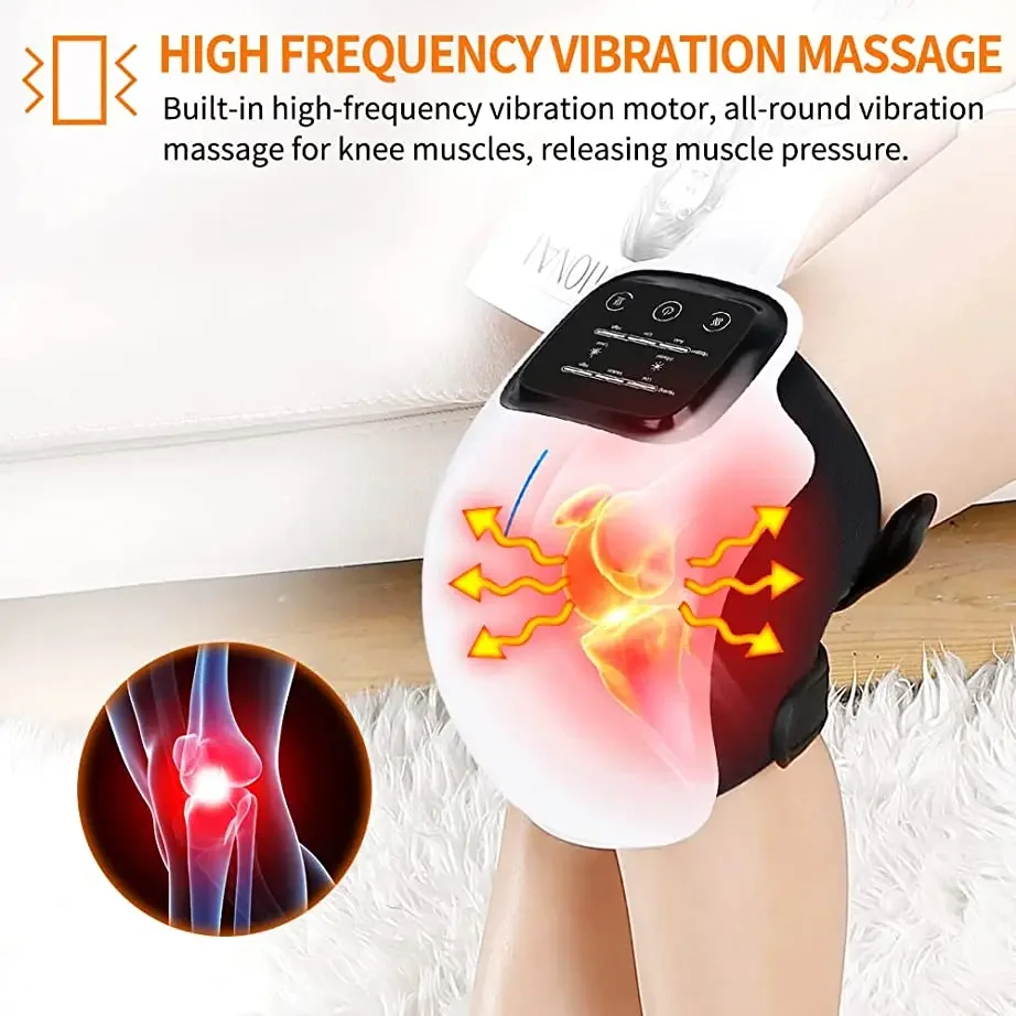 LED Touch Screen Infrared Knee Massager Pain Relief Vibrating Heating Electric Knee Massager