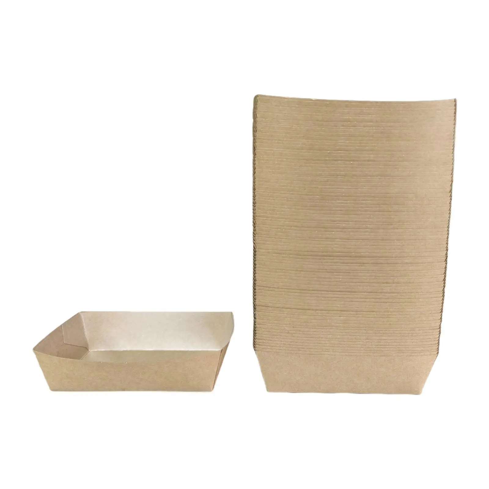 Bandejas de papel Kraft para comida, cajas para llevar profesionales portátiles, contenedor de aperitivos para patatas fritas de palomitas de maíz, aperitivos, perros calientes, Camping, 100 Uds.
