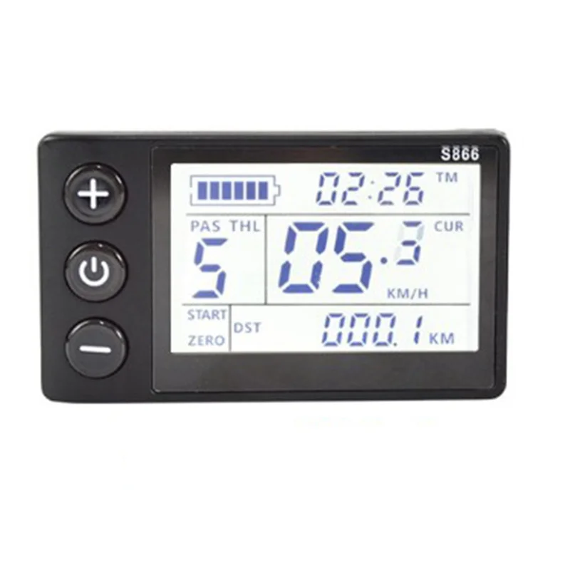 S866 Electric Bike LCD Display E-Bike Electric Scooter Display Meter Control Panel with Waterproof Plug