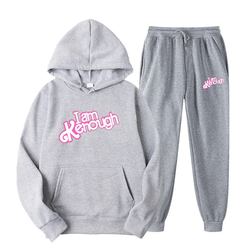 I Am Kenough Hoodies + Pants 2 Pieces Set Men Fashion Casual Sweatshirt Suit Women Harajuku Outdoor Sportwear Pullover Oversized