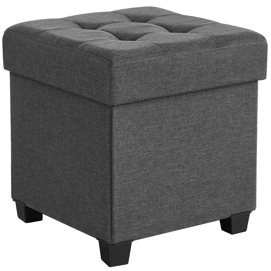 

15 Inches Cube Storage Ottoman, Bedroom Bench with Storage, Foot Stool with Feet, Holds Up to 660 lb, Dark Gray ULSF14GYZ