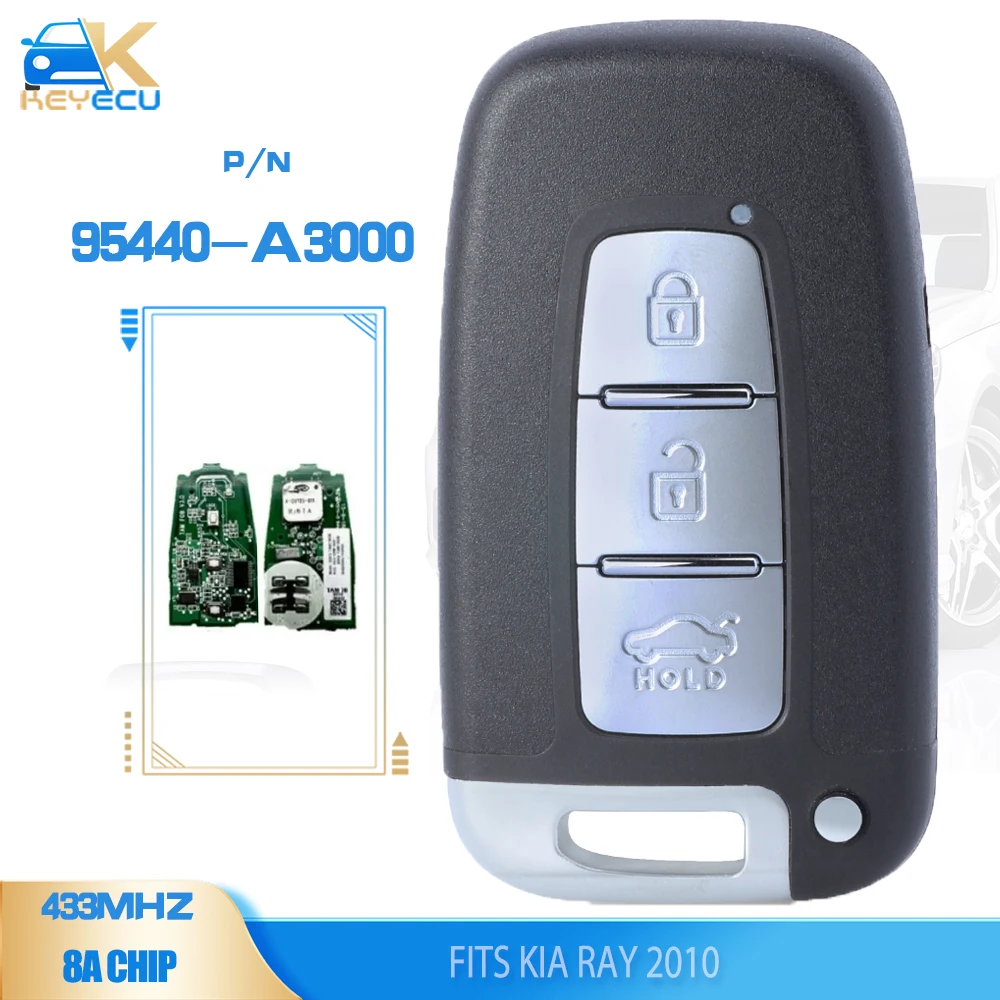 KEYECU 95440-A3000 OEM Board Smart Remote Key 433MHz 8A Chip Fob 3 Button for KIA Ray 2010