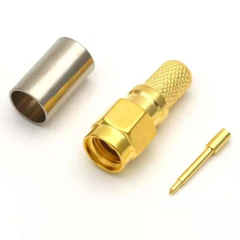 5pcs/lot LMR240 SMA Male Female Connector SMA Female Male Crimp for  RG59 LMR240 CNT240 Coaxial Cable Jumper Brass Gold Plated