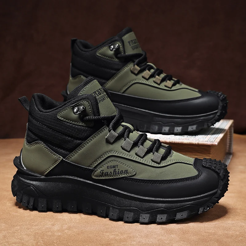 Comfortable Men's High-Top Boots, Thick-Soled and Wear-Resistant, Excellent Grip, Breathable and Versatile, Suitable for Outdoor Hiking, Camping, Mountaineering, Etc