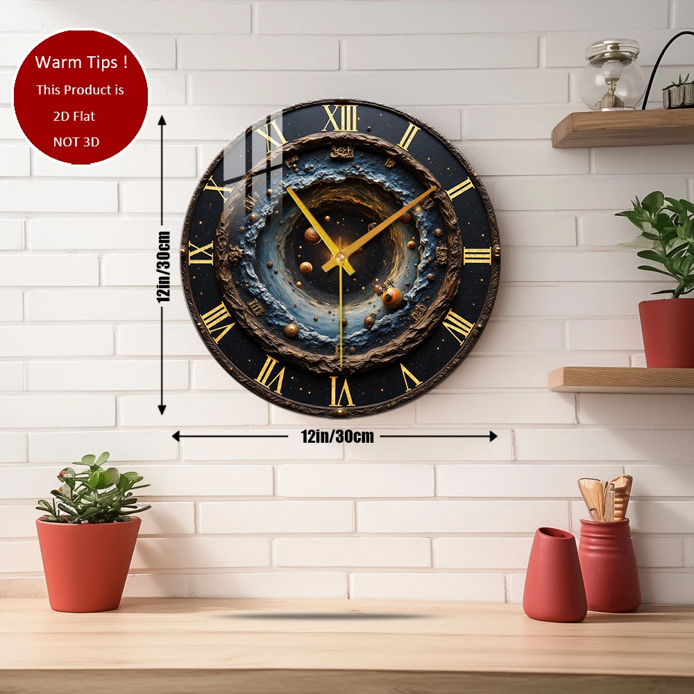 Tempered Glass Wall Clock Cosmic Clock Solar System Suitable For Wall Decor or Tabletop Display Anywhere