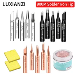 Luxianzi 5pc 900m conjunto de cabeça de ferro de solda i/b/k/2.4d/3c ponta de cobre weding para a estação de solda pontas de ferro de solda elétrica sem chumbo