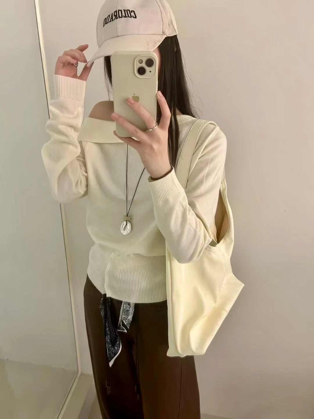 

Женский вязаный топ Pure Desire Long Sve, облегающая внутренняя одежда с колючками, ранняя осень 2023, корейский Sle Faion